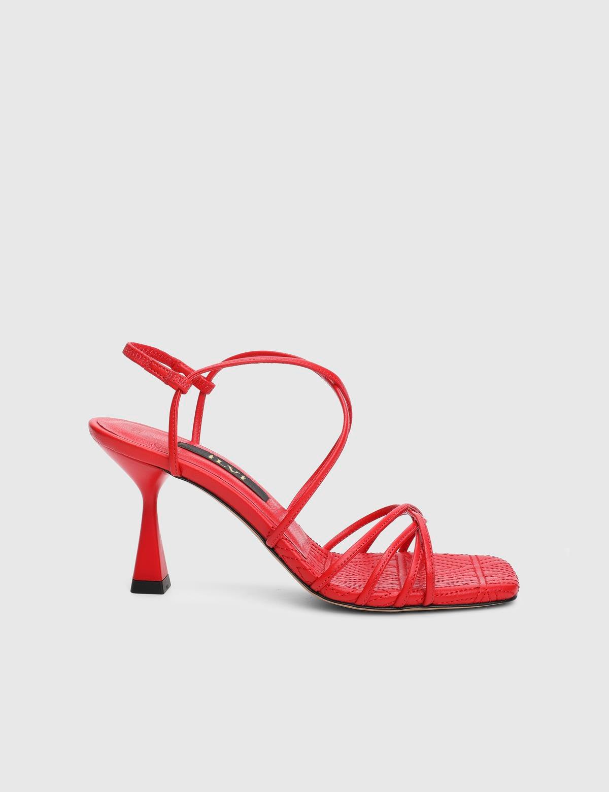 Hotaru Red Leather Women's Heeled Sandal