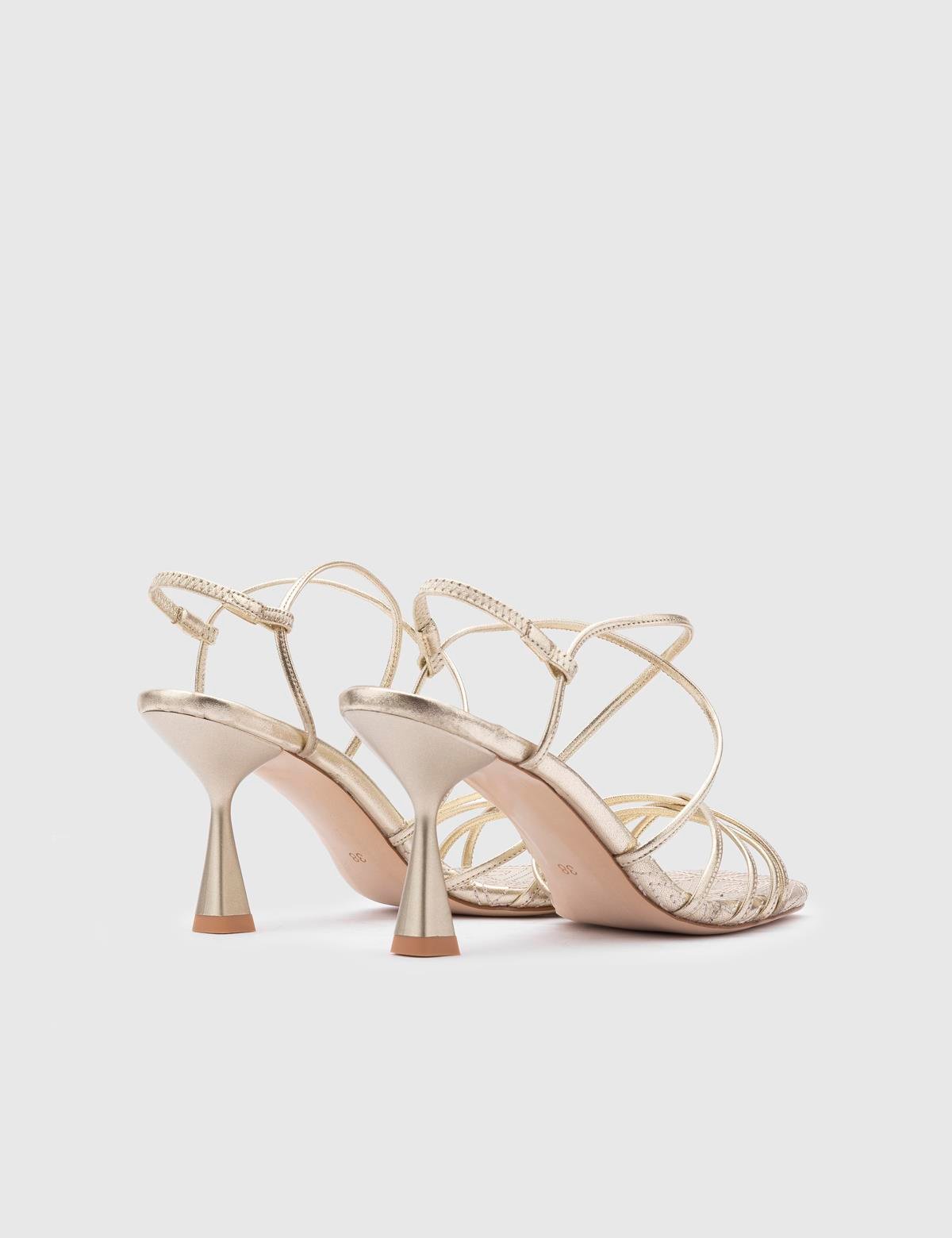 Hotaru Gold Leather Women's Heeled Sandal