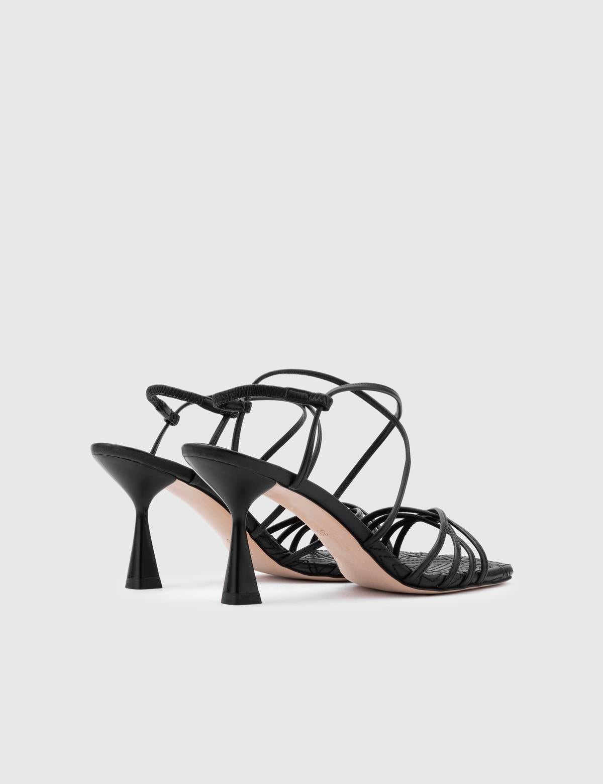 Hotaru Black Leather Women's Heeled Sandal