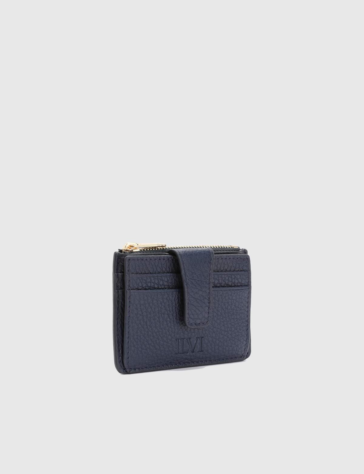 Houston Navy Blue Floater Leather Unisex Card Holder