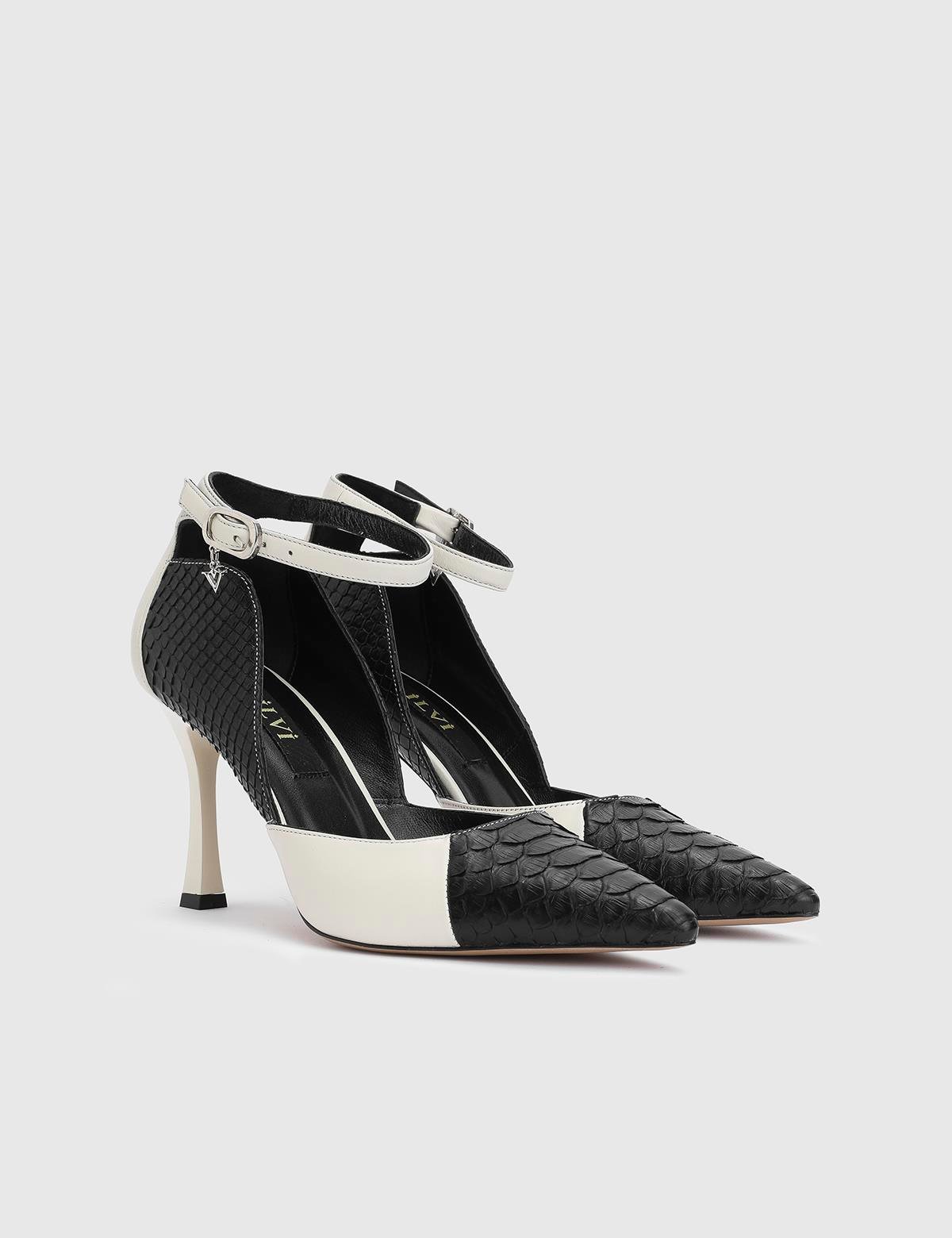 Ilka Black Snake Leather Women's Pump