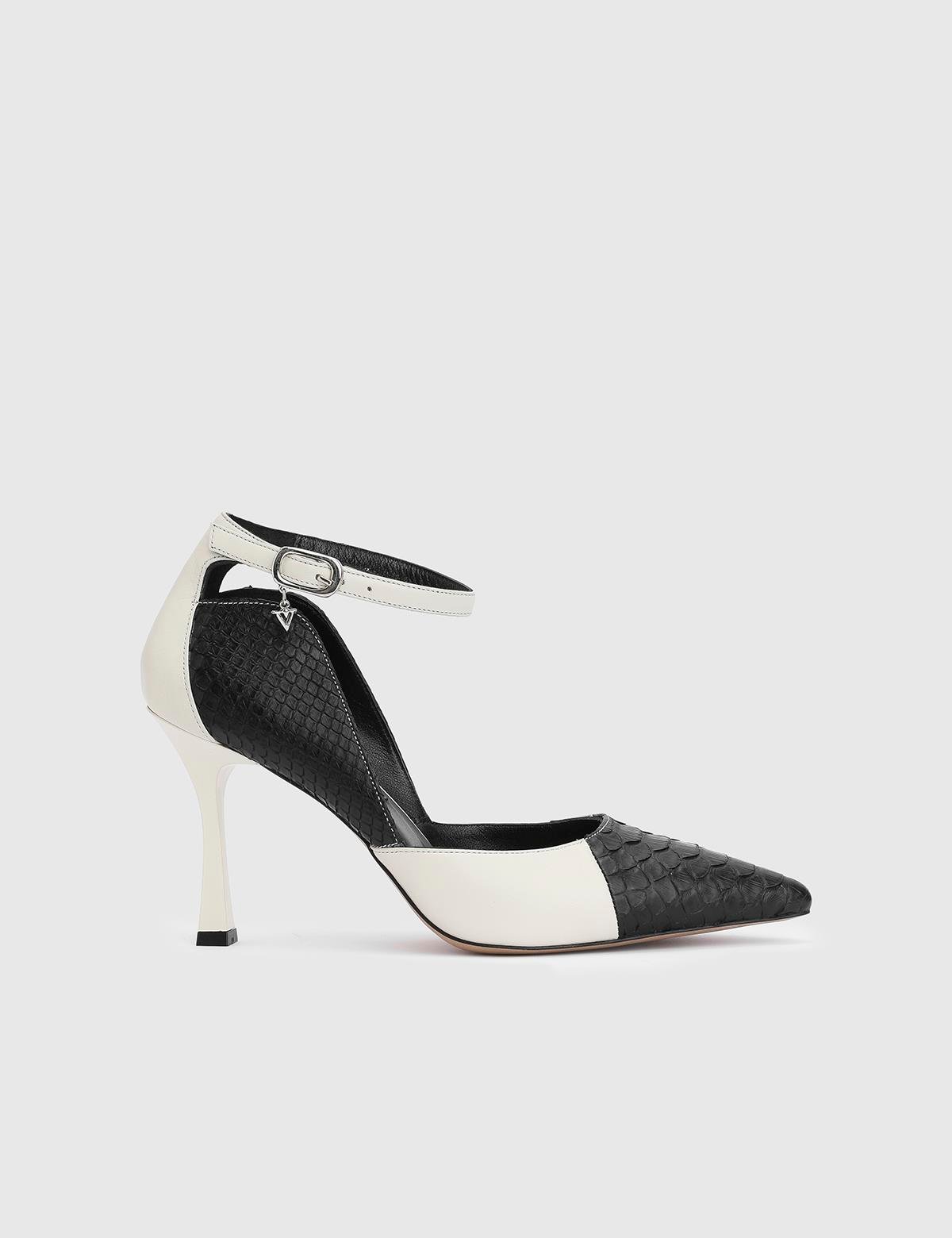 Ilka Black Snake Leather Women's Pump