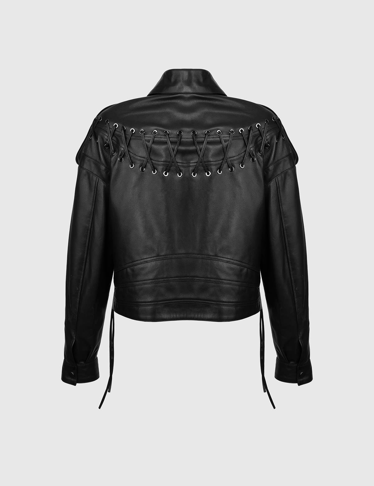 Imogen Black Women's Leather Crop Jacket