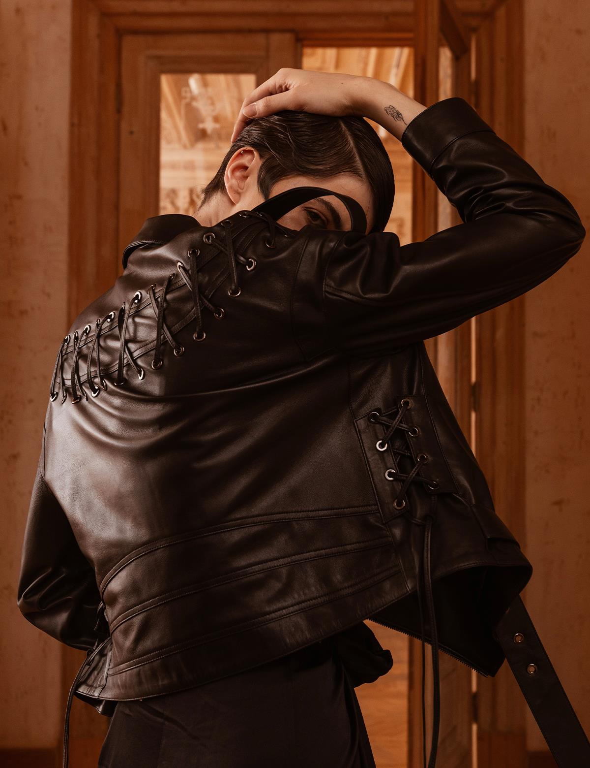 Imogen Black Women's Leather Crop Jacket
