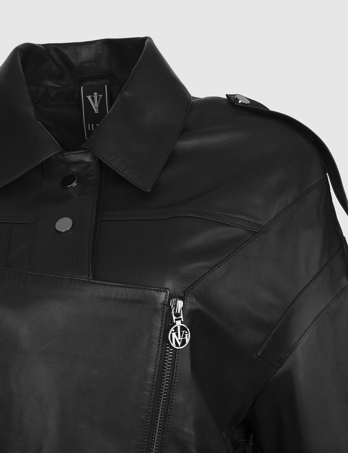 Imogen Black Women's Leather Crop Jacket