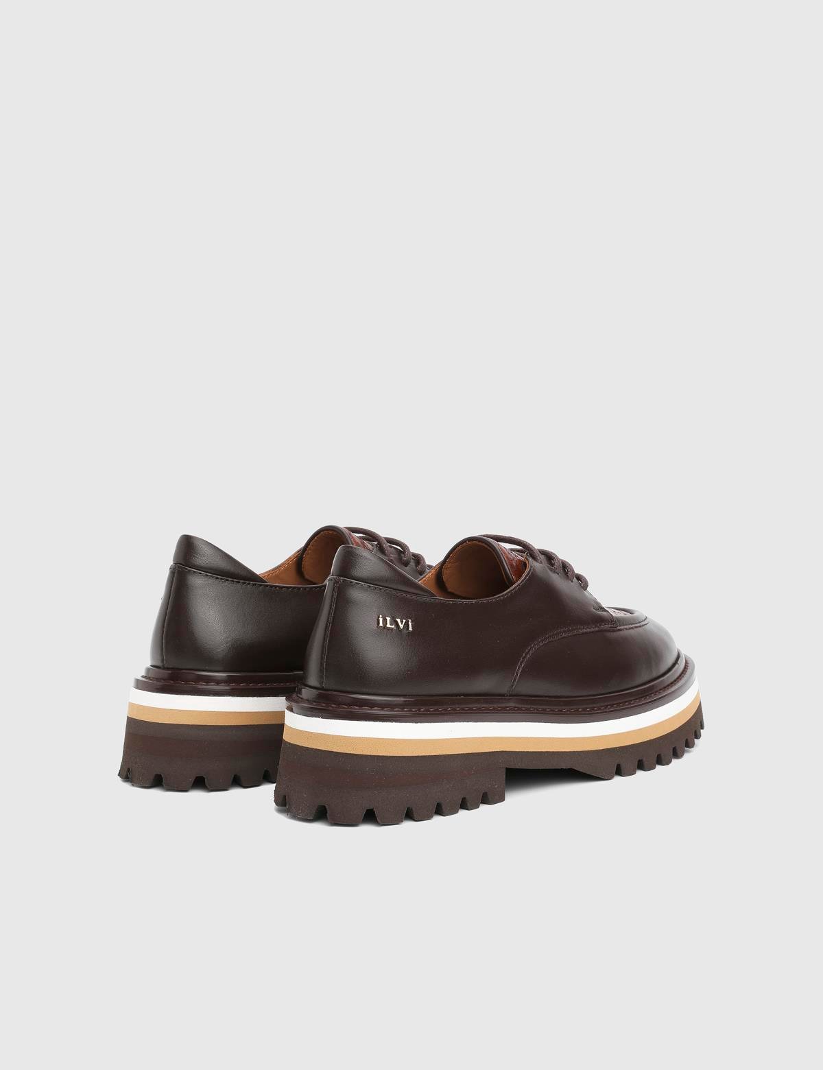 İngrid Brown Printed Leather Women's Oxford