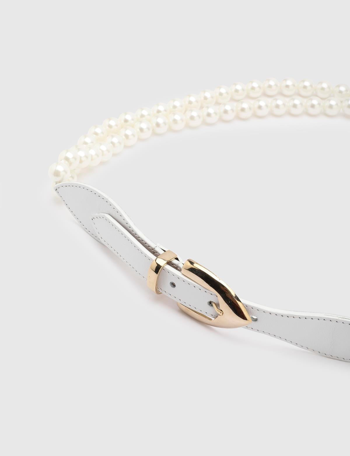 Jan White Leather Women's Belt