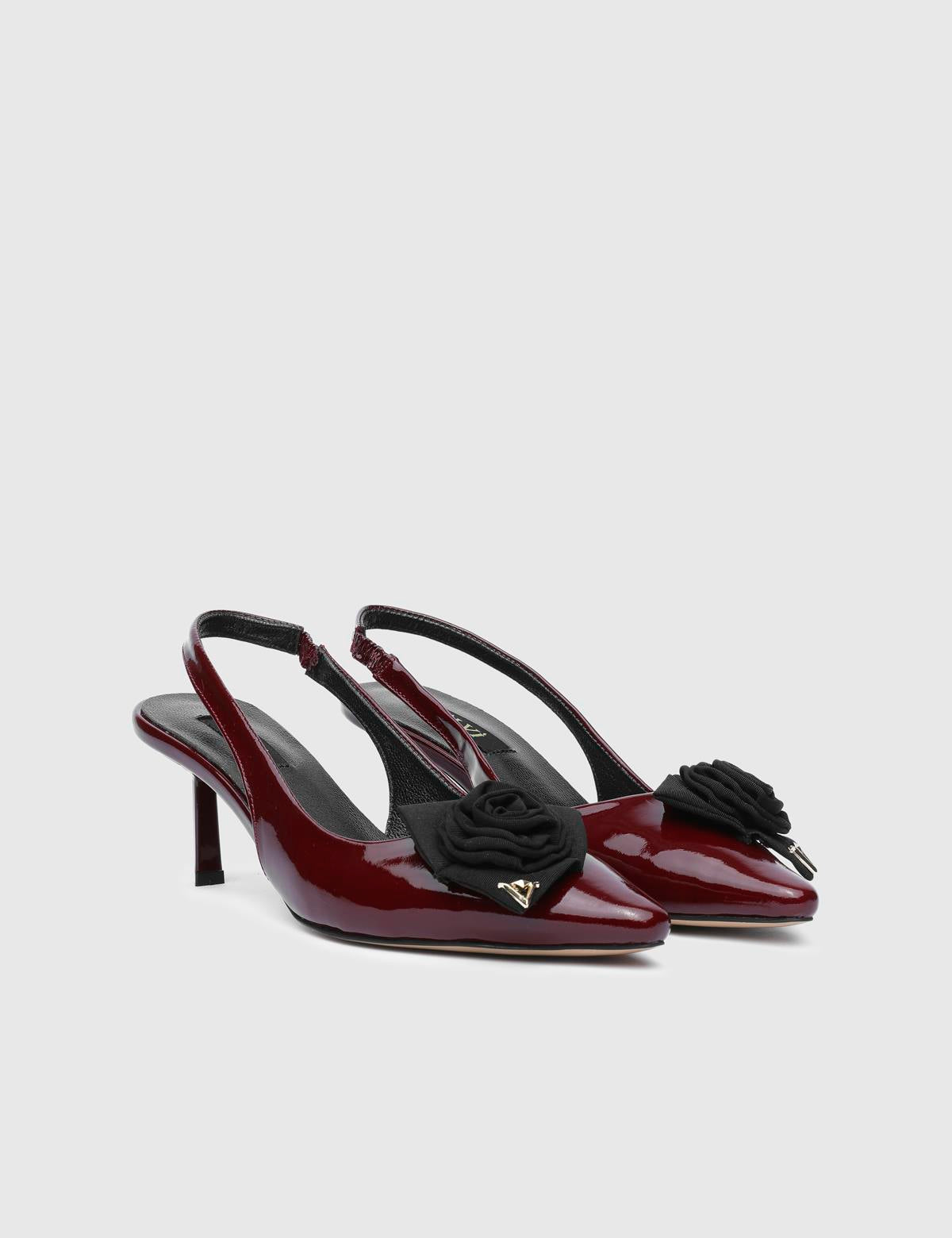 Janiska Burgundy Patent Leather Women's Heeled Sandal