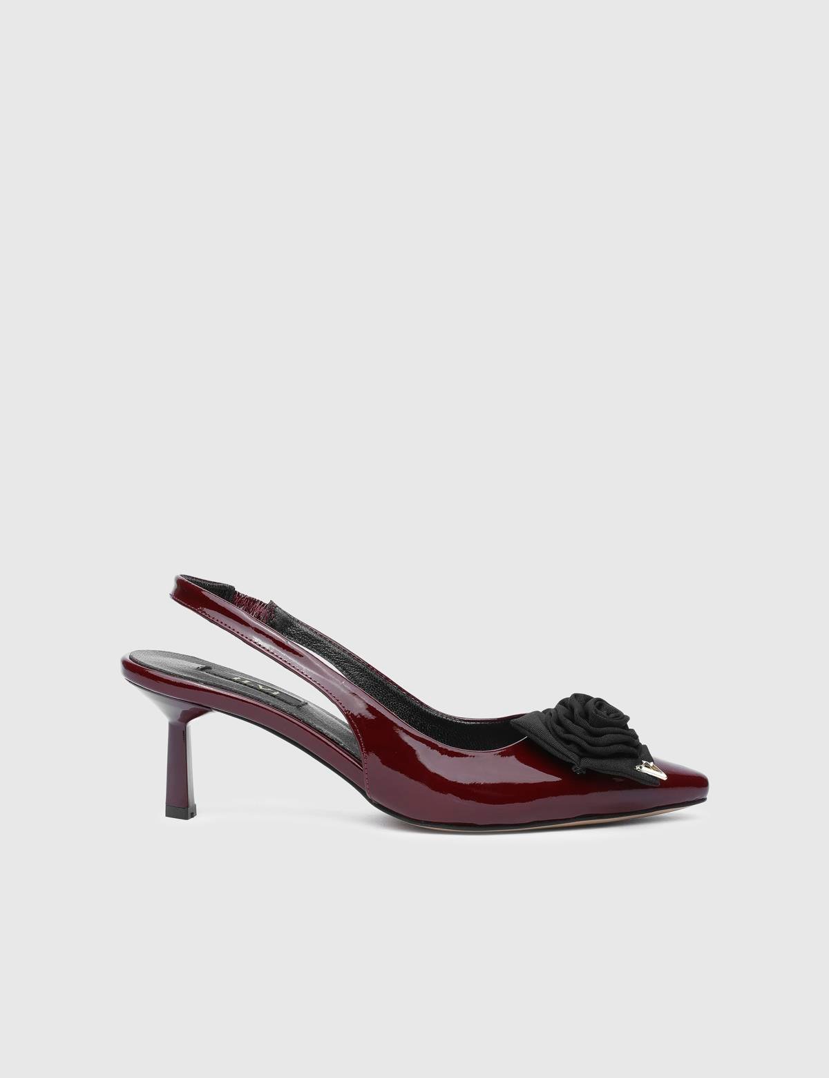 Janiska Burgundy Patent Leather Women's Heeled Sandal