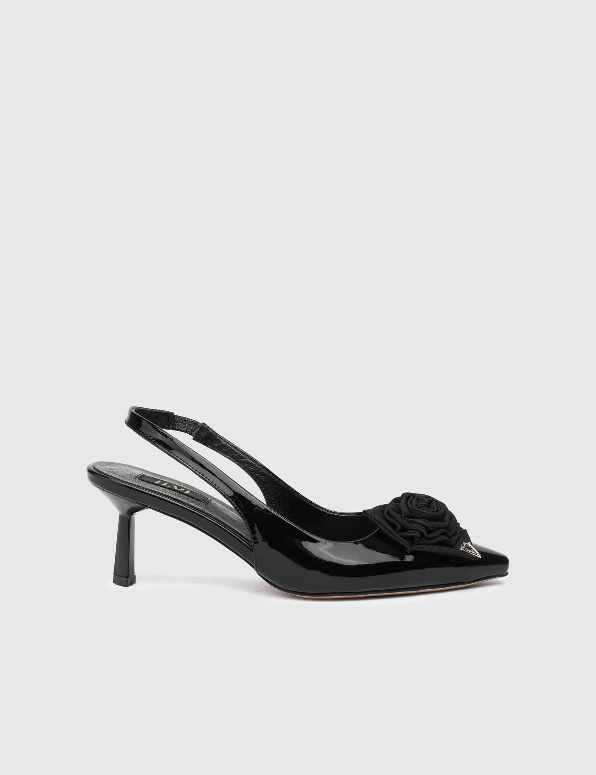 Janiska Black Patent Leather Women's Heeled Sandal
