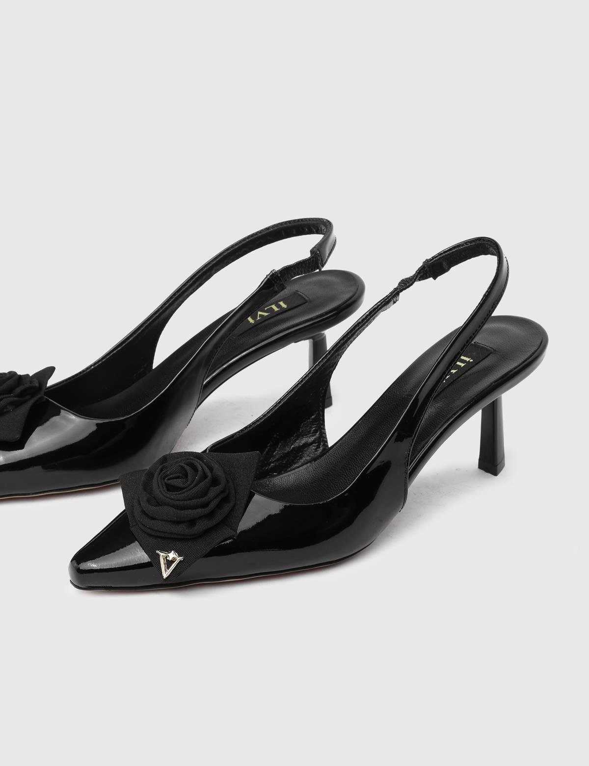 Janiska Black Patent Leather Women's Heeled Sandal