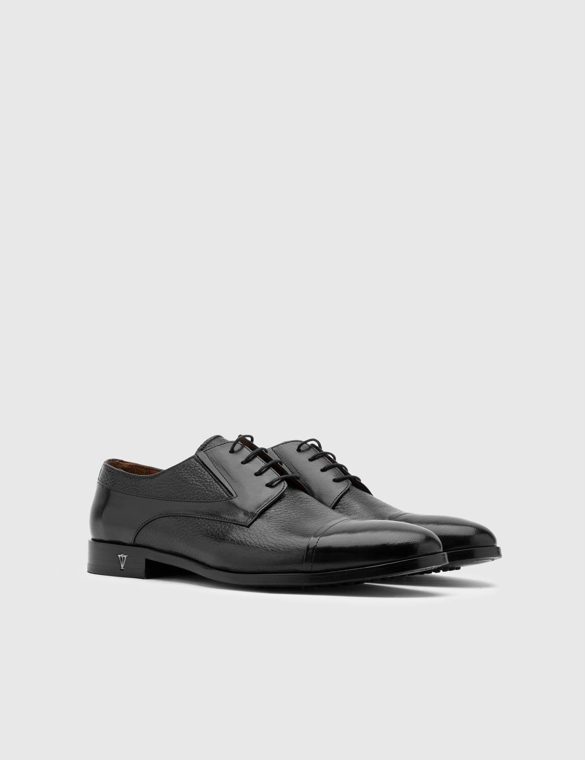 Jelani Black Buffalo-Deer Leather Men's Derby Shoe