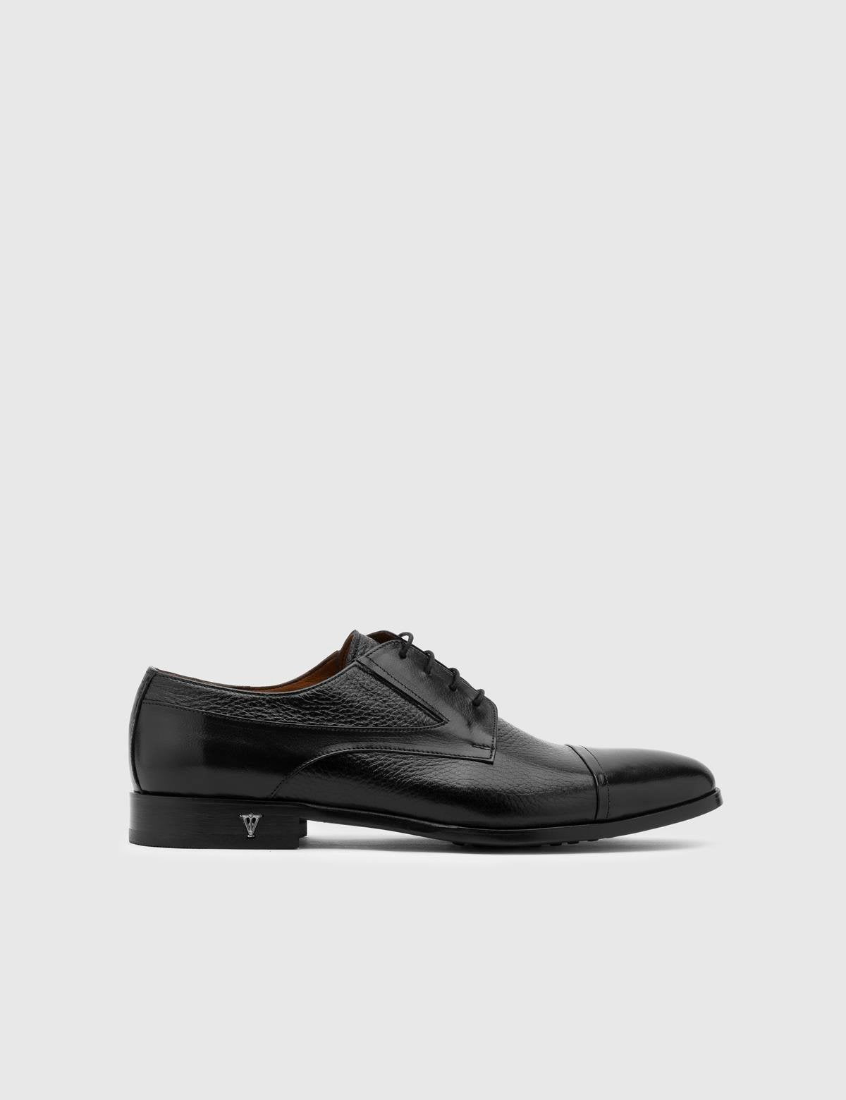 Jelani Black Buffalo-Deer Leather Men's Derby Shoe