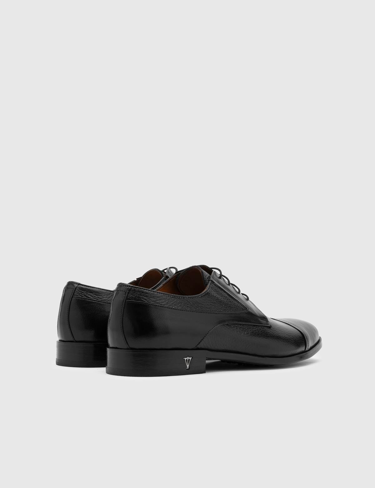Jelani Black Buffalo-Deer Leather Men's Derby Shoe