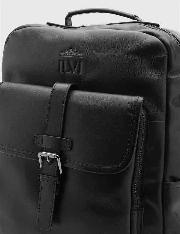 Jello Black Leather Men's Backpack