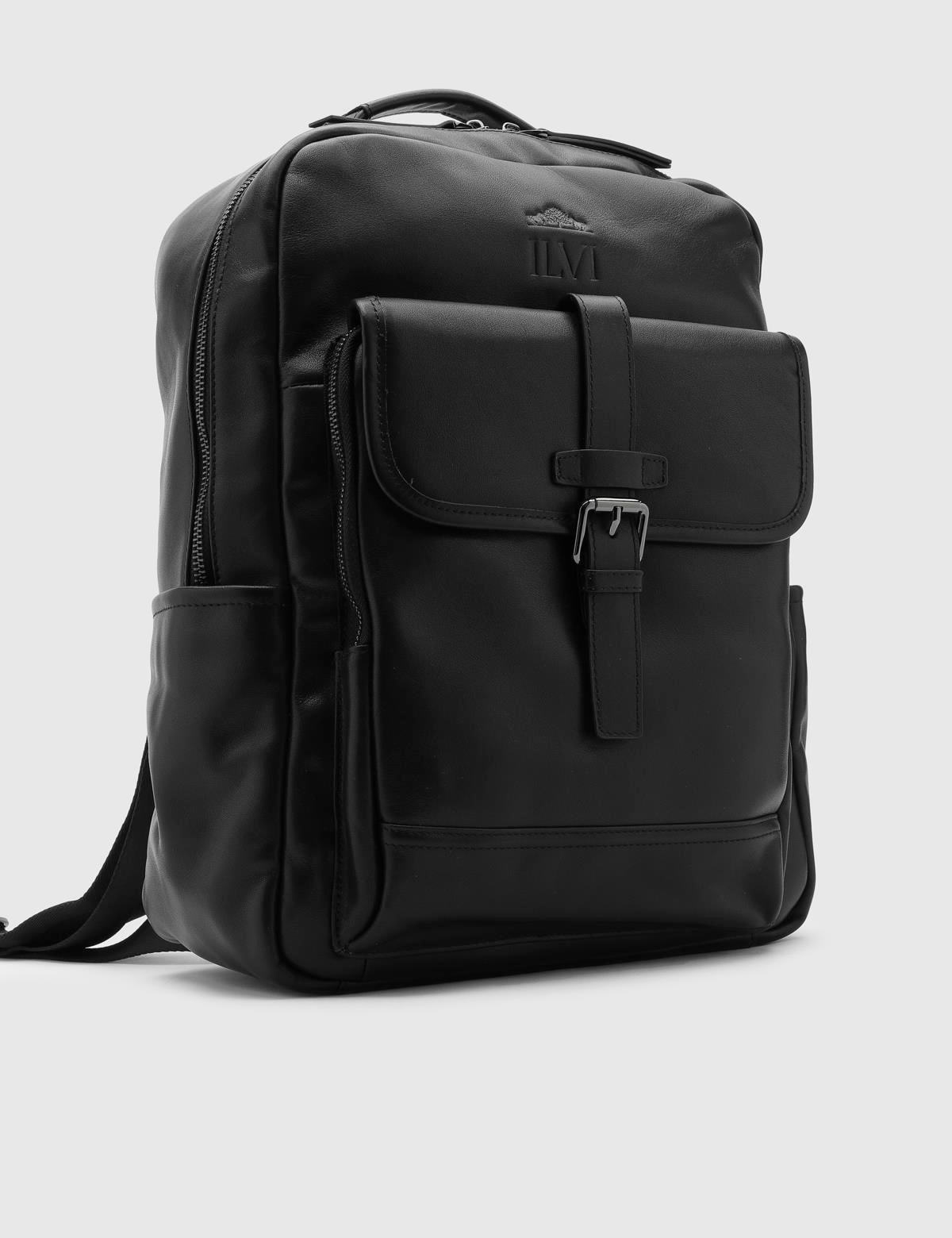Jello Black Leather Men's Backpack