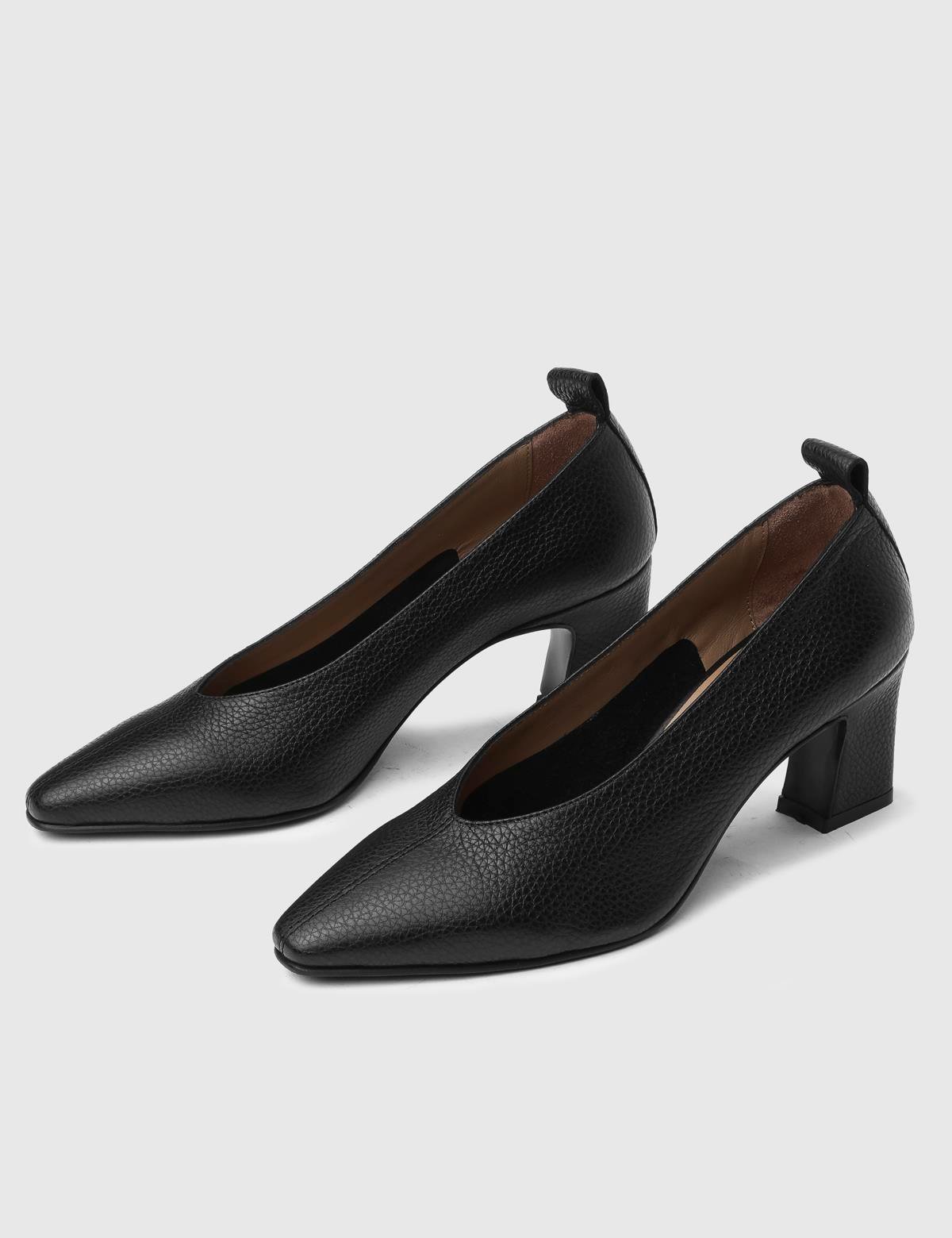 Jenssens Black Floater Leather Women's Pump
