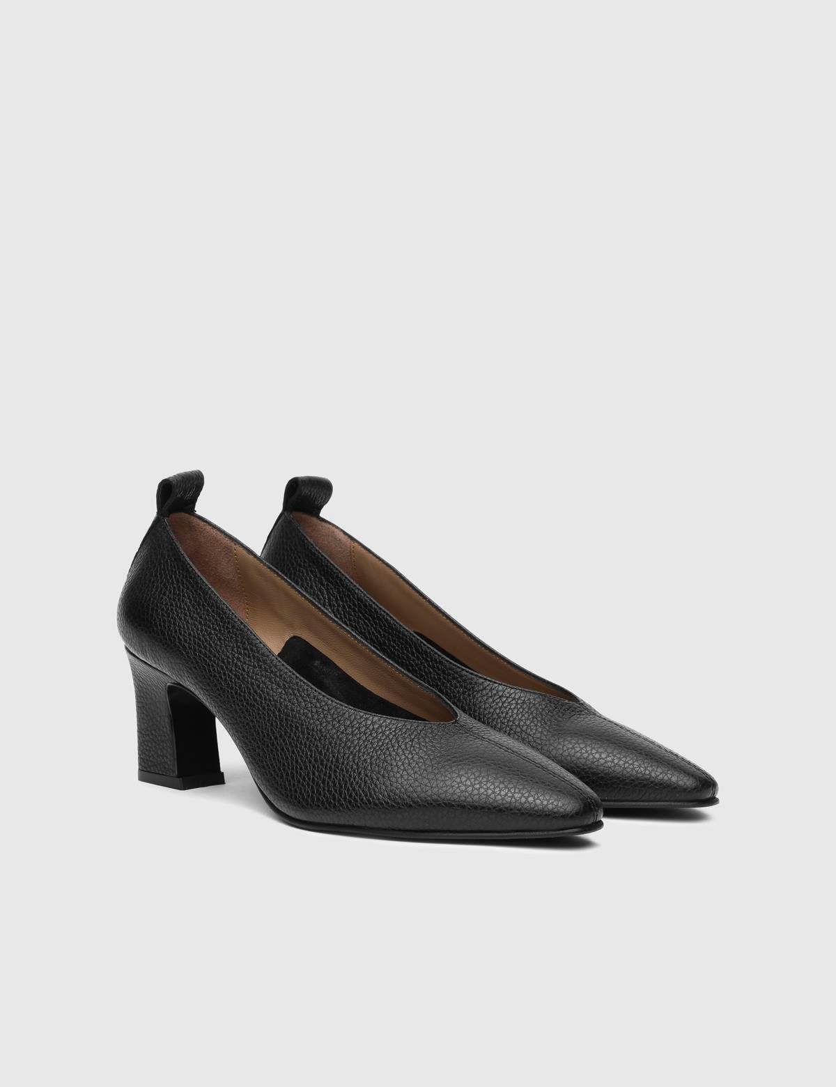 Jenssens Black Floater Leather Women's Pump