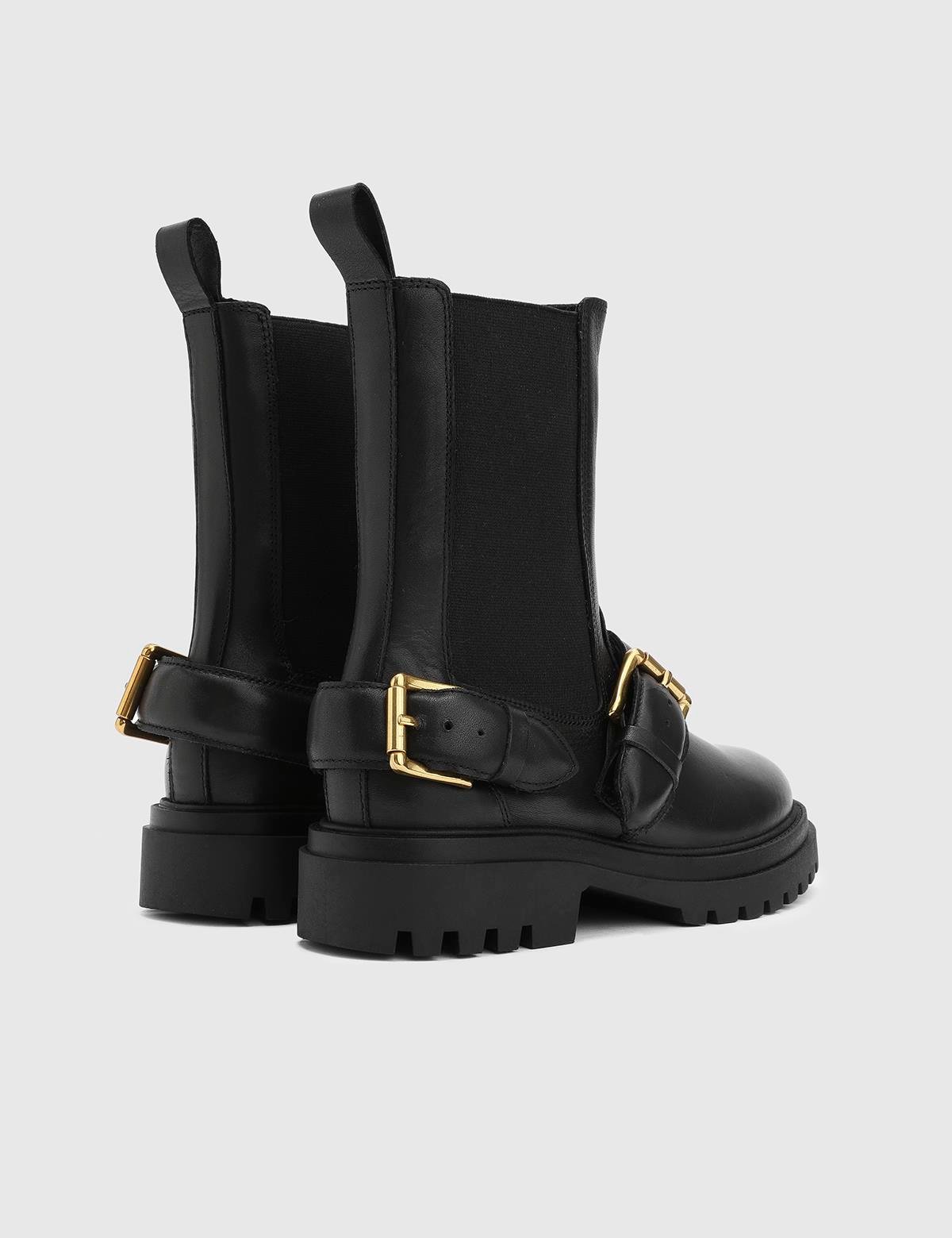 Jimena Black Leather Women's Boot