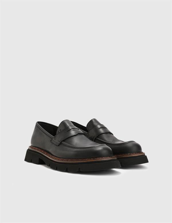 Joao Black Leather Men's Loafer