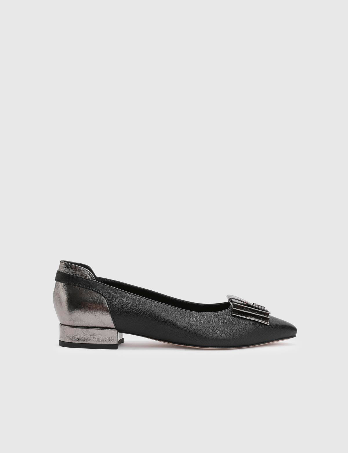 Jobke Black Floater Leather Women's Ballerina