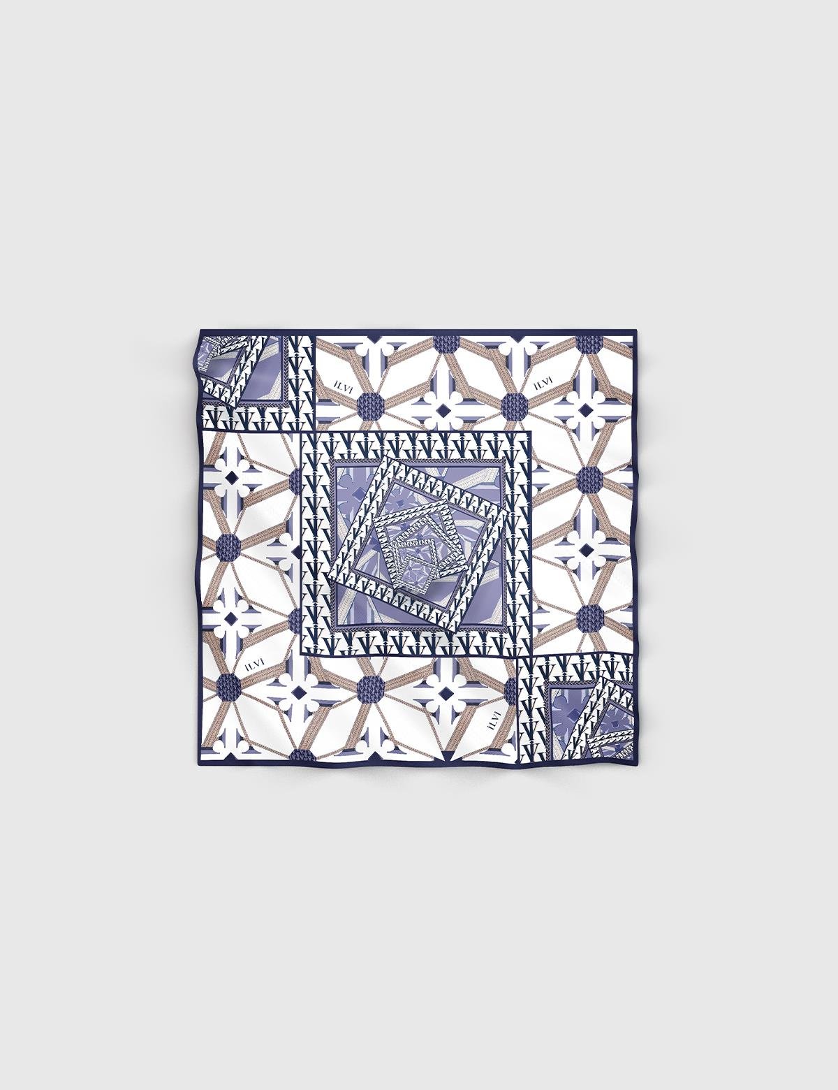 Joensuu White-Purple Silk Twill Women's Bandana