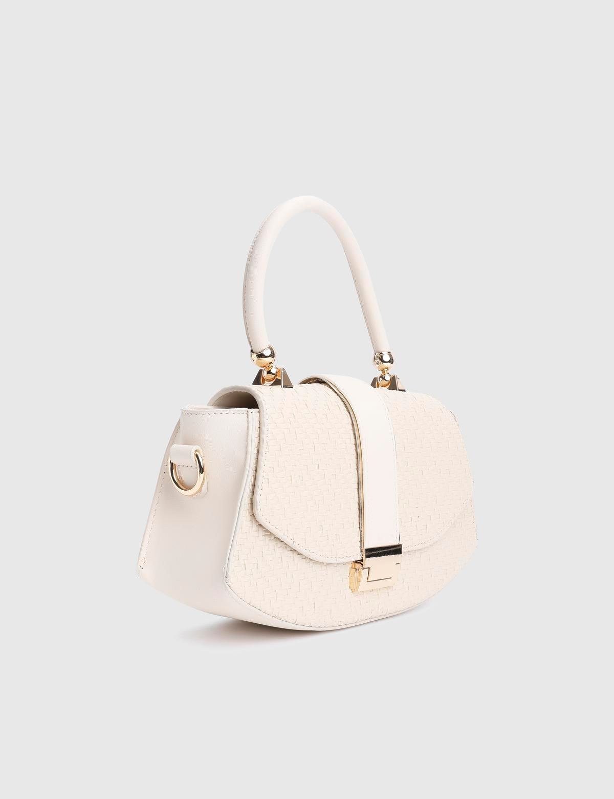 Jorie Cream Women's Handbag with Straw Print