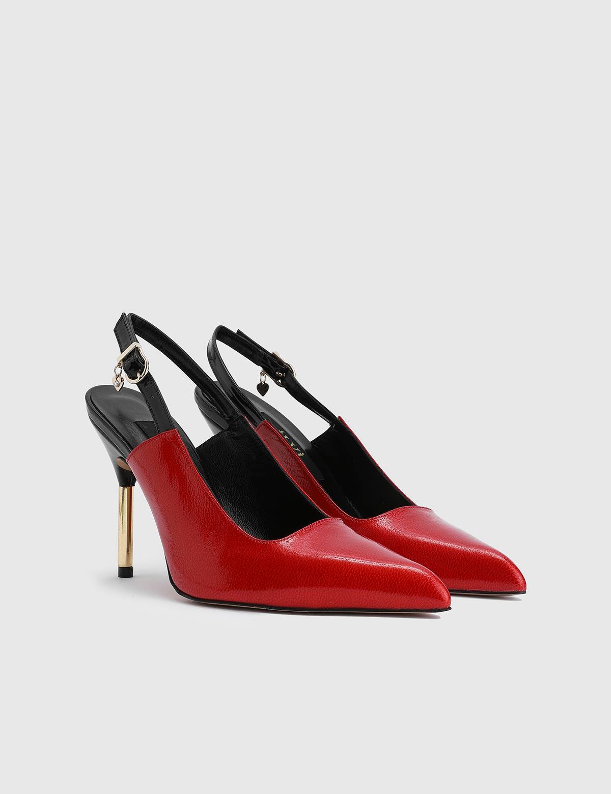 Juhar Red Patent Leather Women's Heeled Sandal