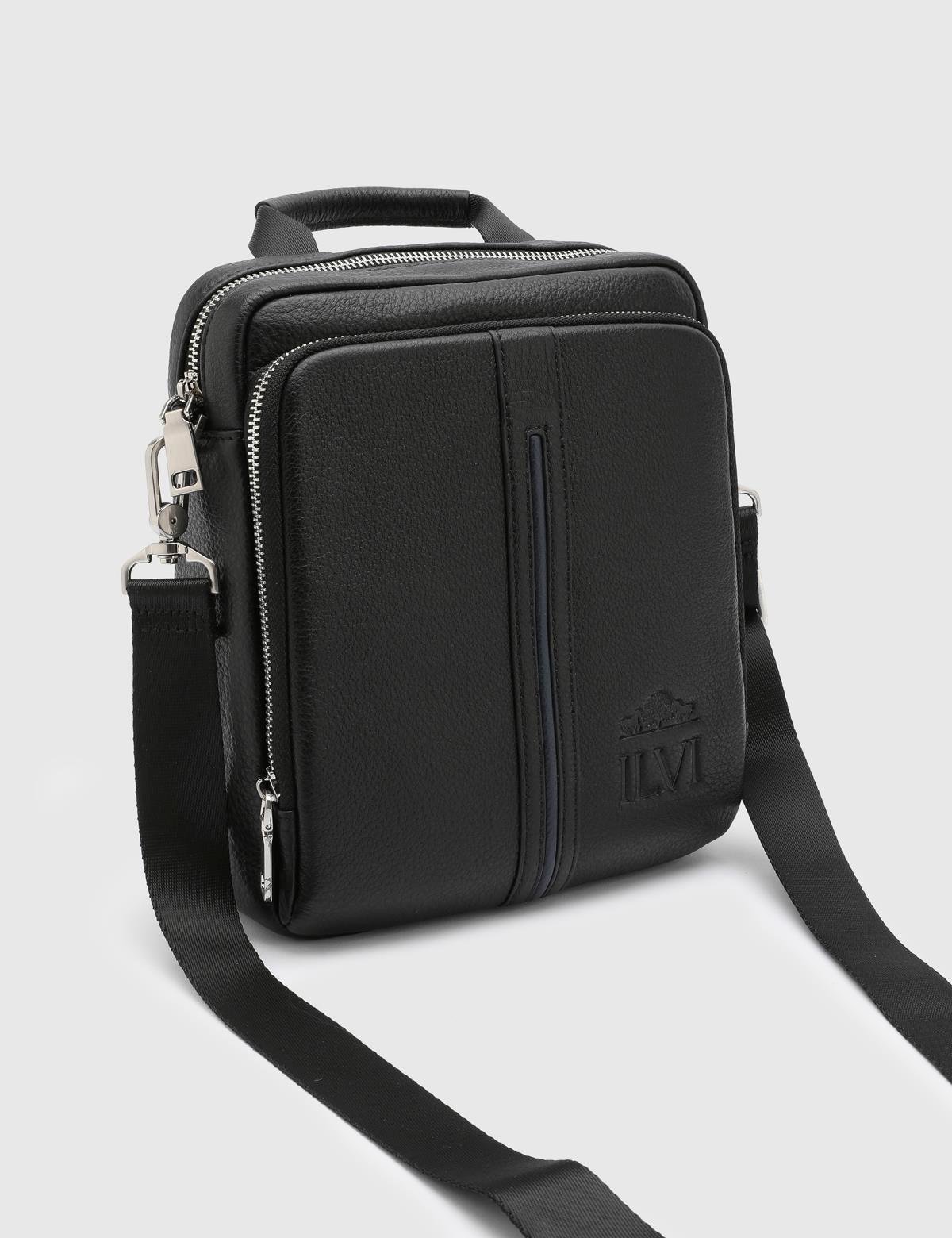 Julius Black Leather Men's Handbag