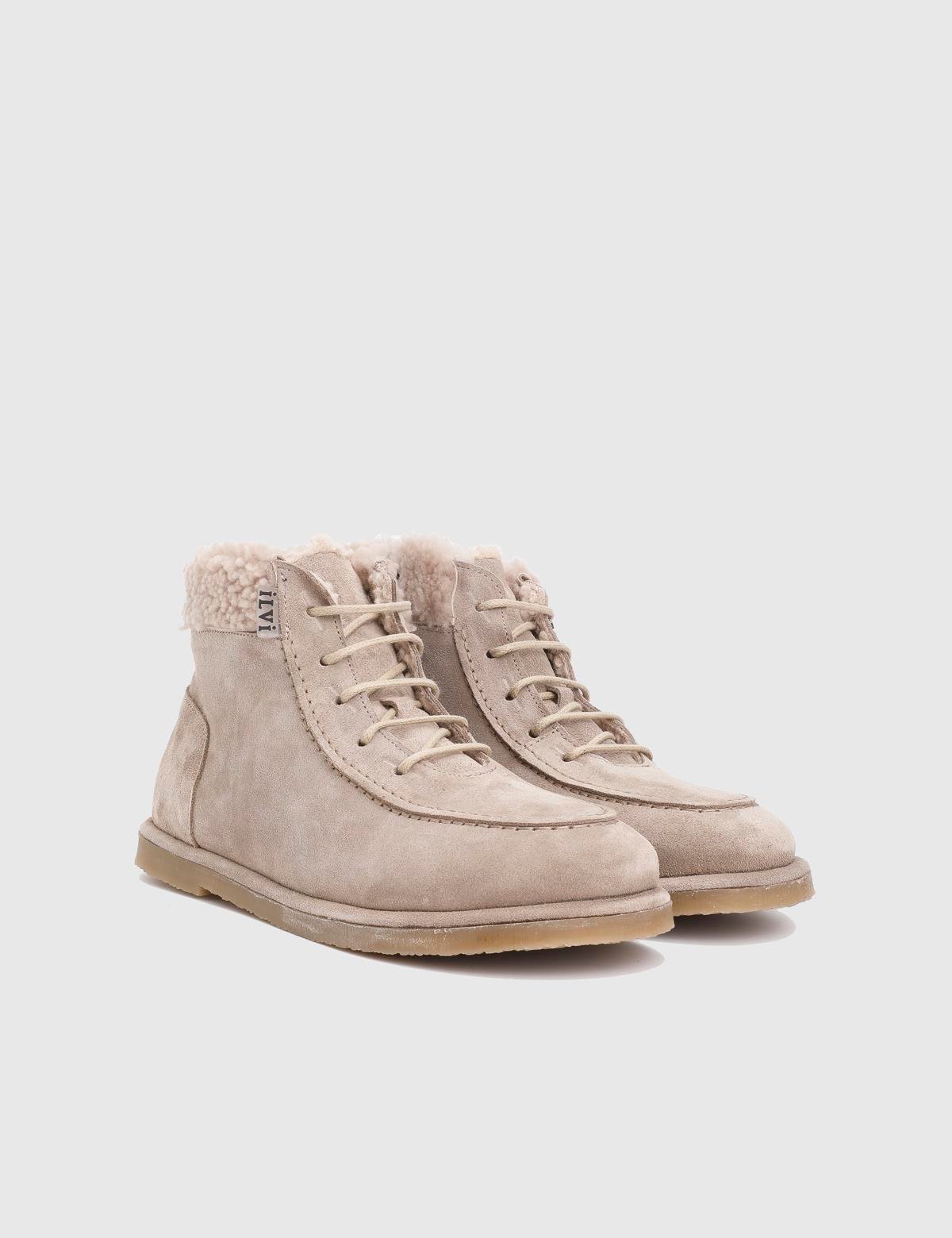 Juno Beige Suede Leather Women's Boot