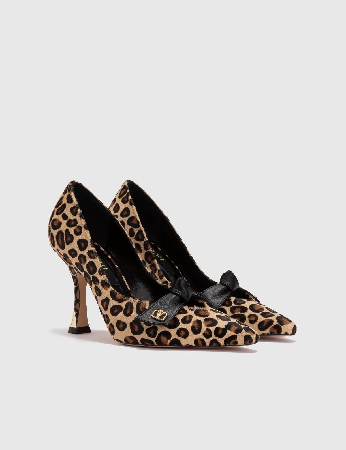 Kacey Leopard Leather Foal Fur Leather Women's Pump