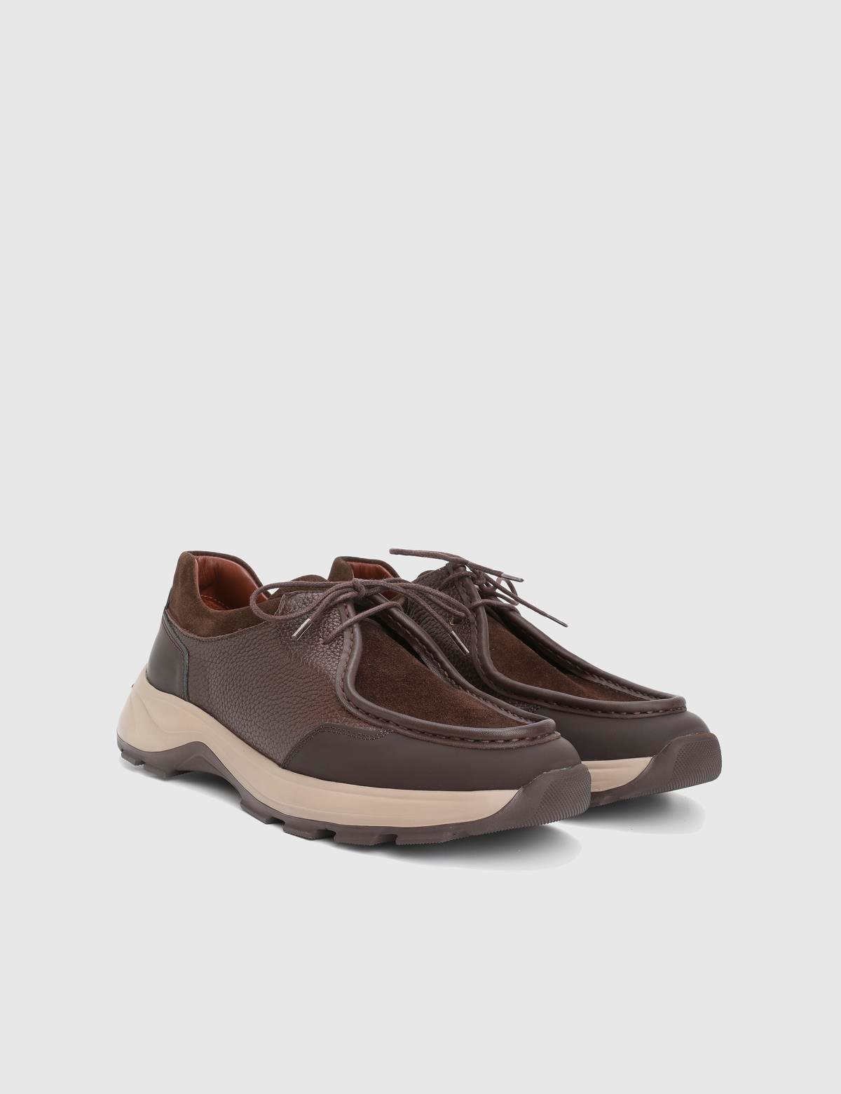 Kaile Brown Suede Floater Leather Men's Sneaker