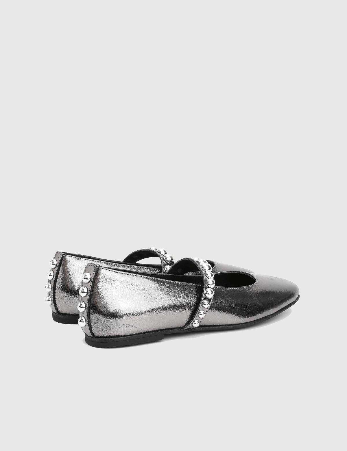 Karmen Anthracite Leather Women's Ballerina