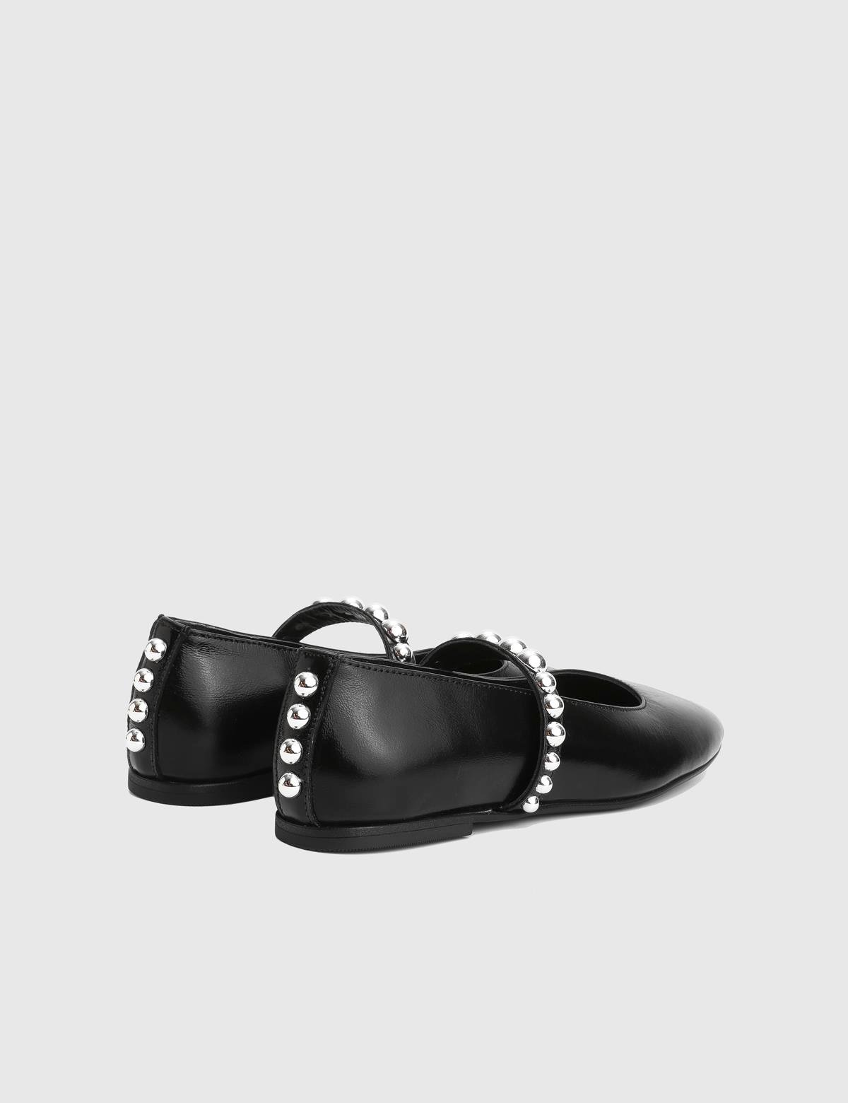 Karmen Black Leather Women's Ballerina