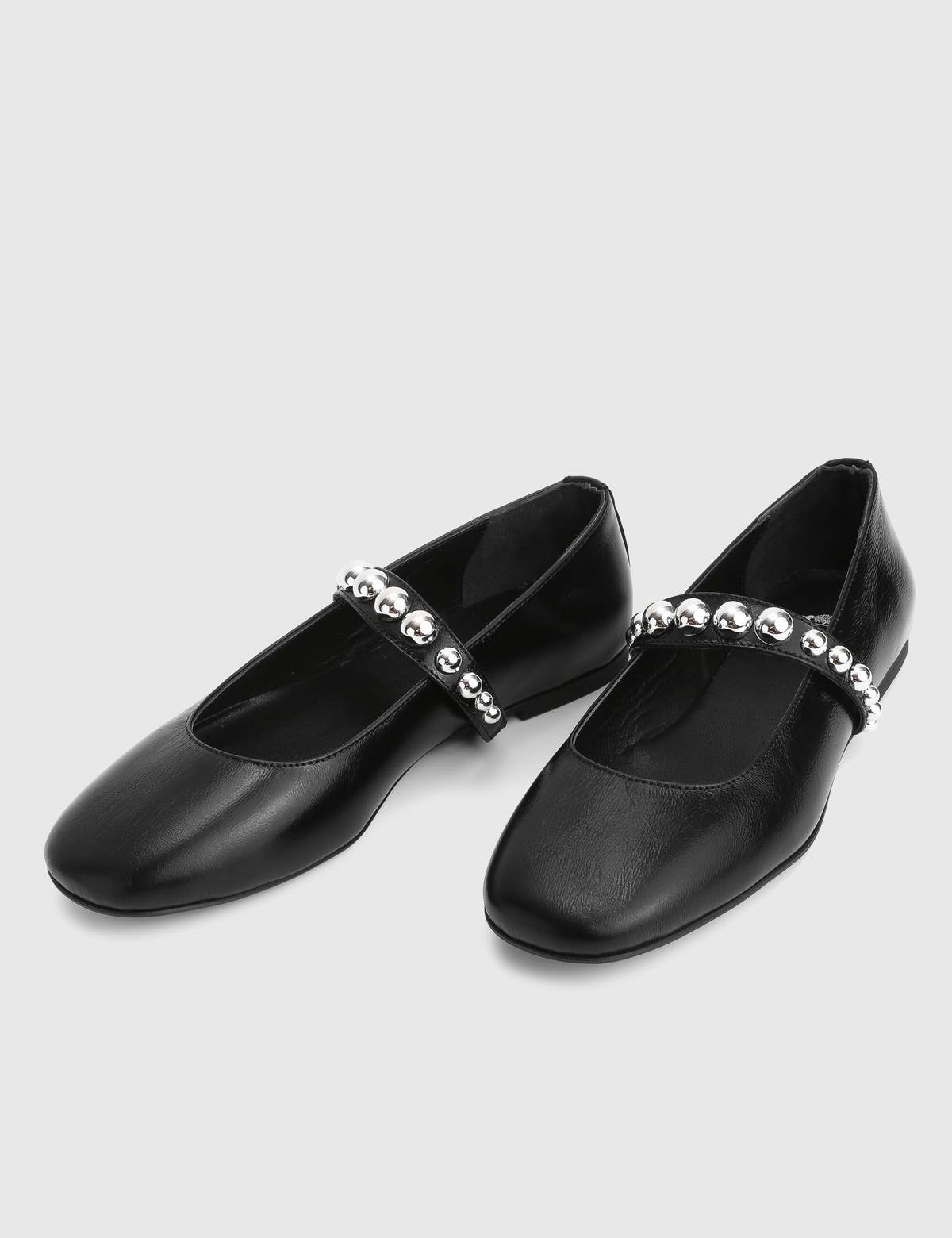 Karmen Black Leather Women's Ballerina