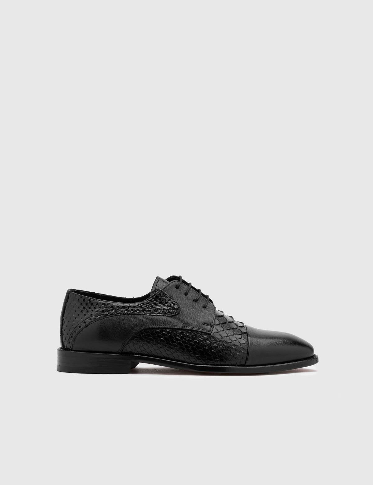 Kayson Black Snake Leather Men's Derby Shoe