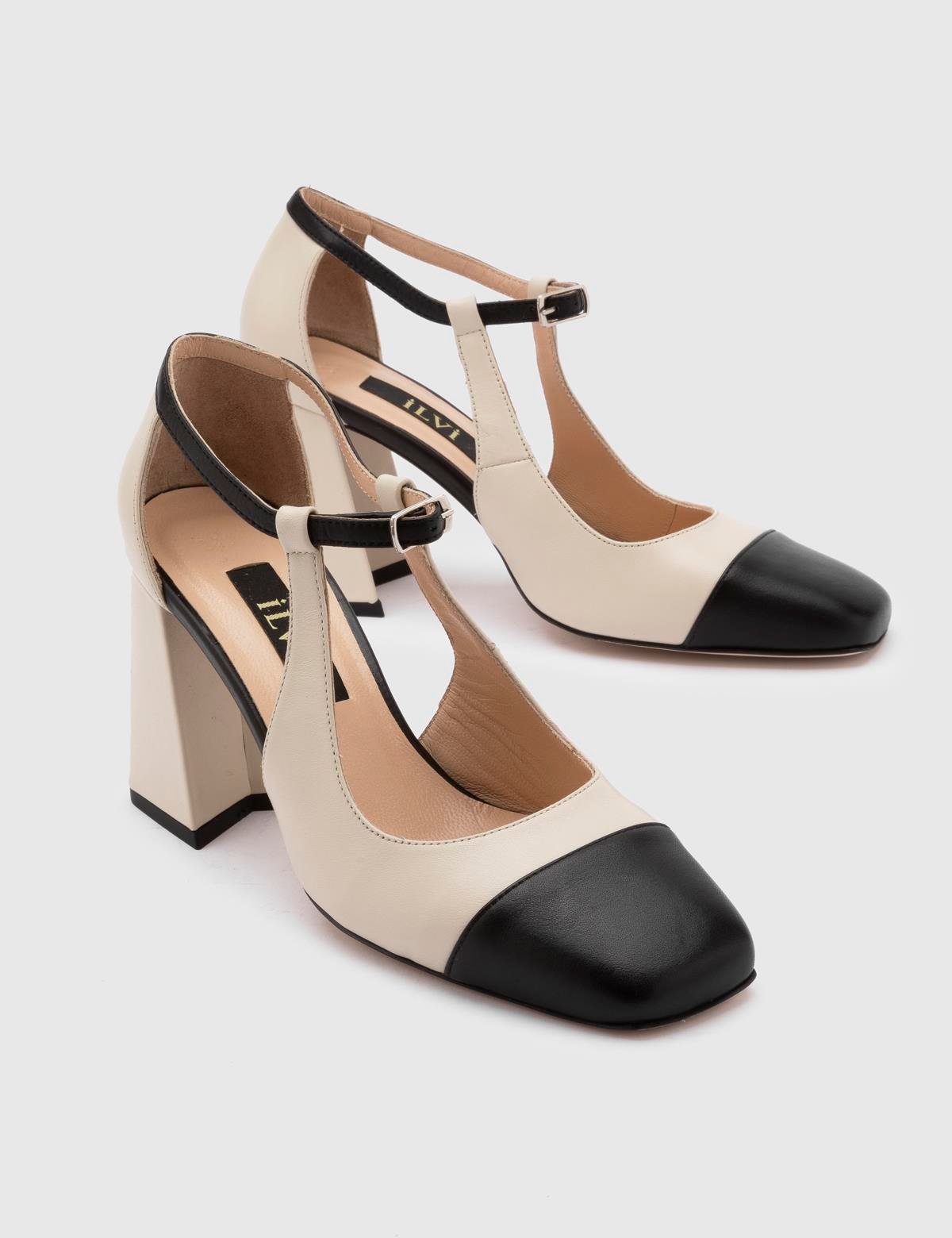 Kazue Beige Leather Women's Heeled Sandal