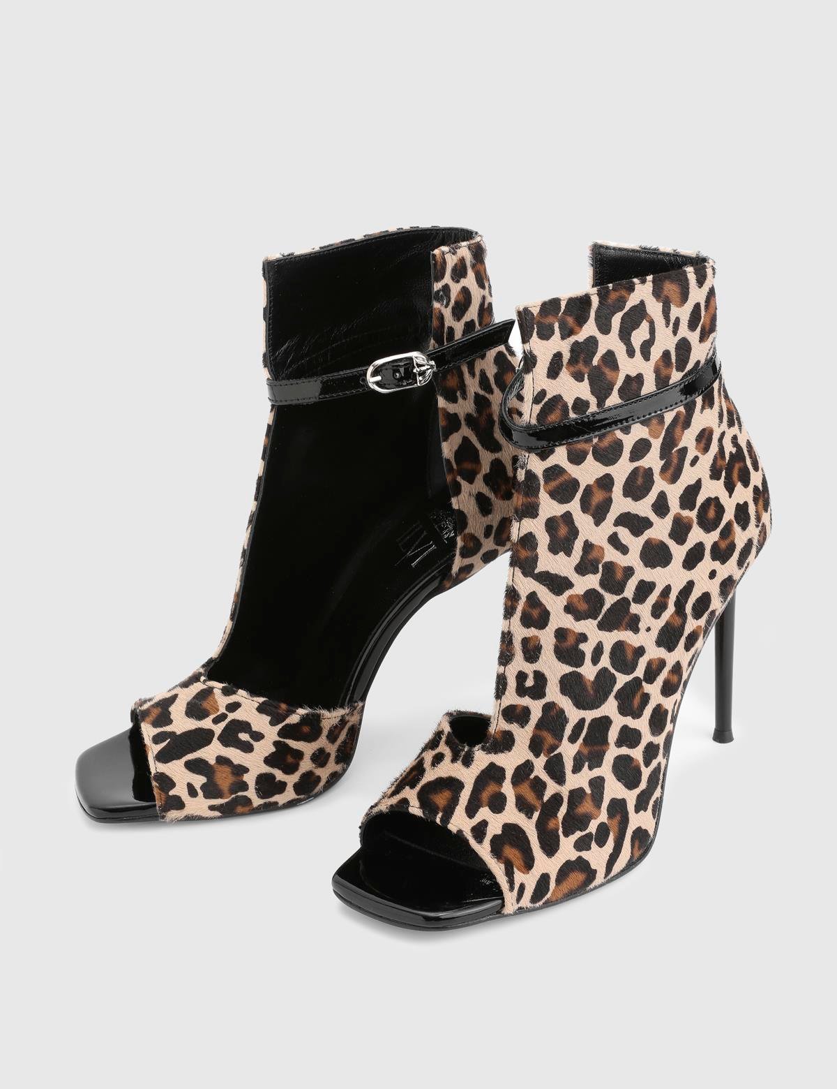 Kerly Leopard Foal Leather Patent Leather Women's Heeled Boot