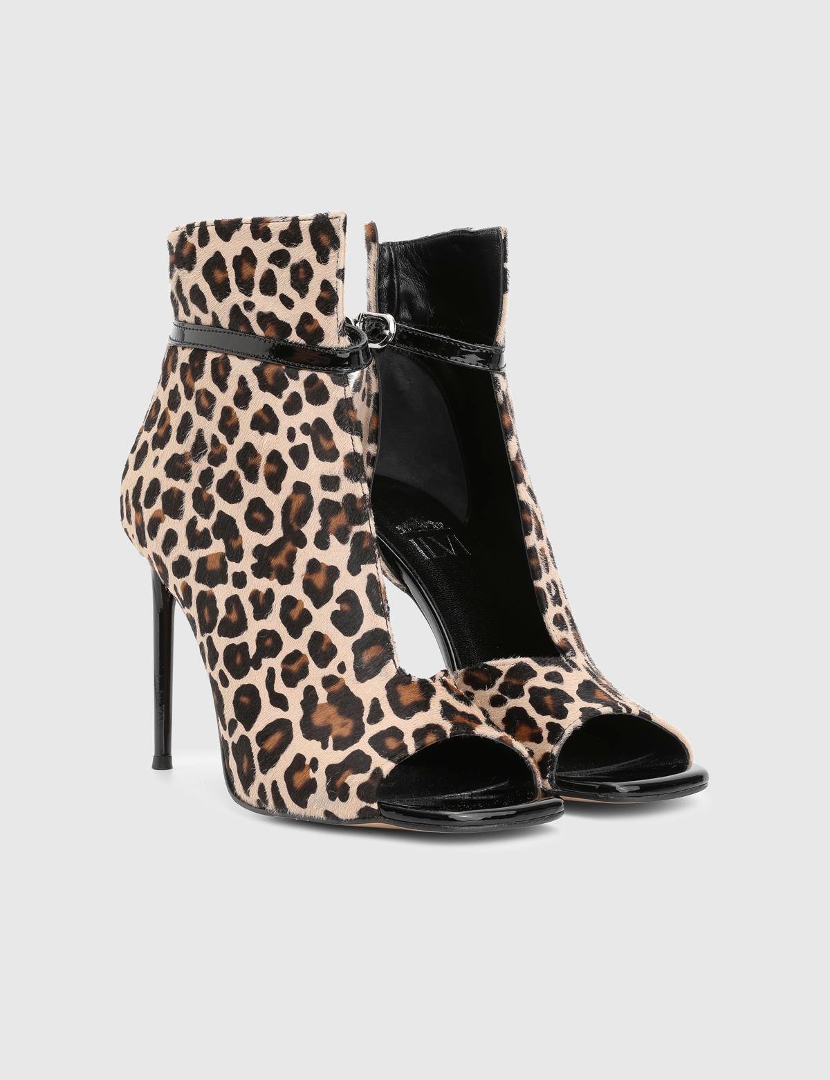Kerly Leopard Foal Leather Patent Leather Women's Heeled Boot