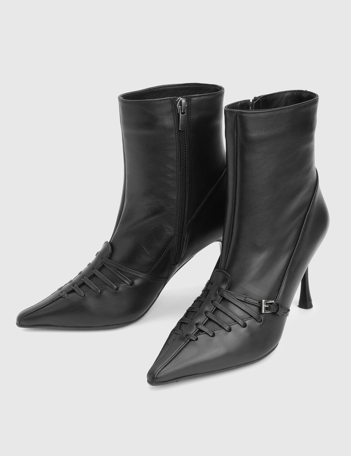 Ketita Black Leather Women's Heeled Boot