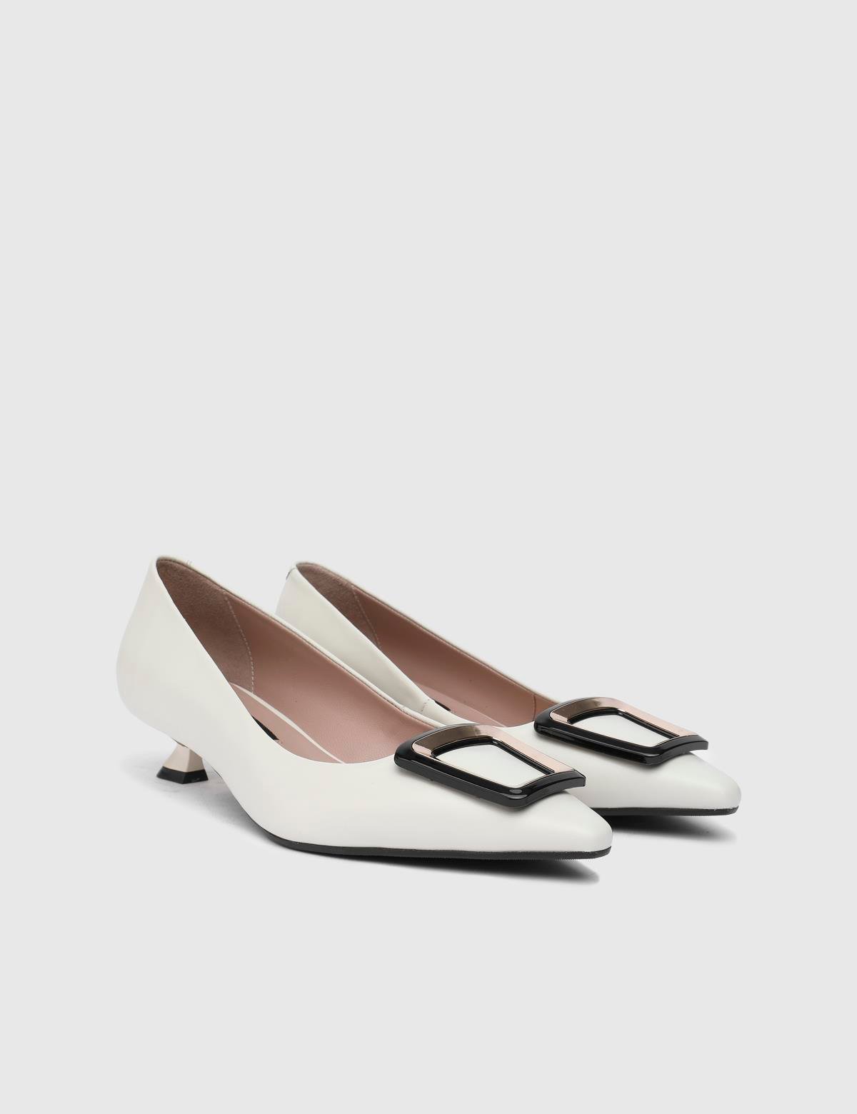 Kinga Beige Leather Women's Pump