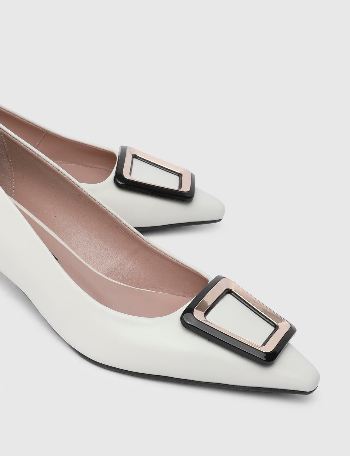 Kinga Beige Leather Women's Pump