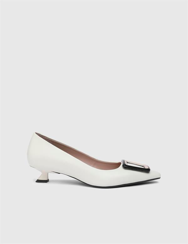 Kinga Beige Leather Women's Pump