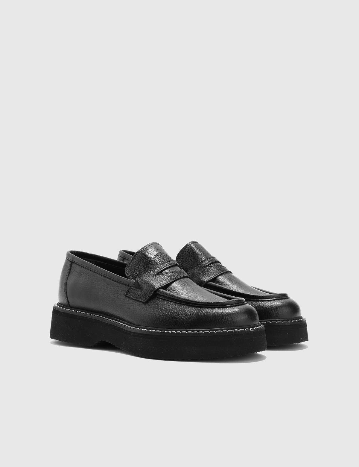 Kiruna Black Floater Leather Men's Loafer