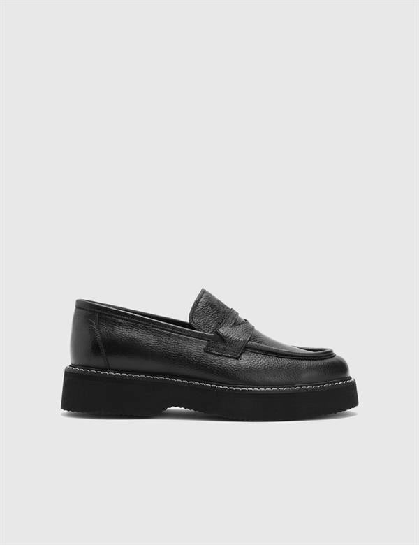 Kiruna Black Floater Leather Men's Loafer
