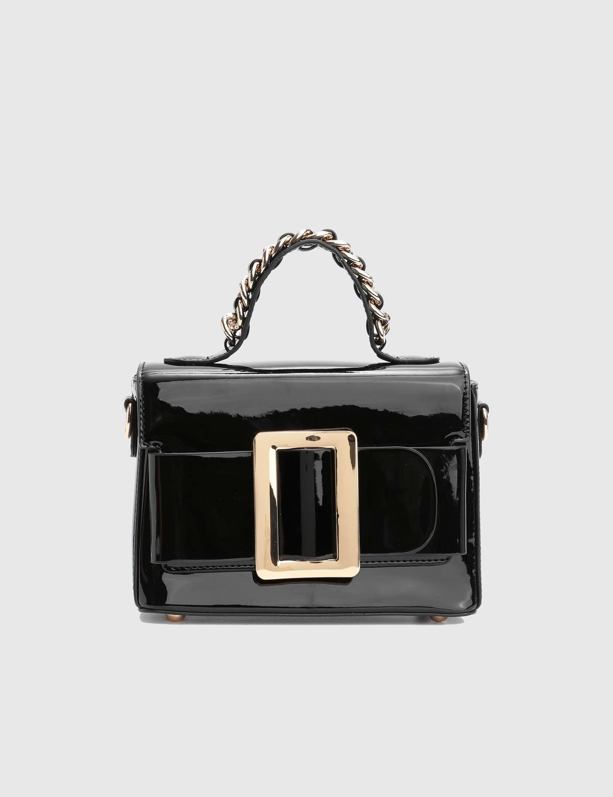 Klein Glossy Black Women's Handbag