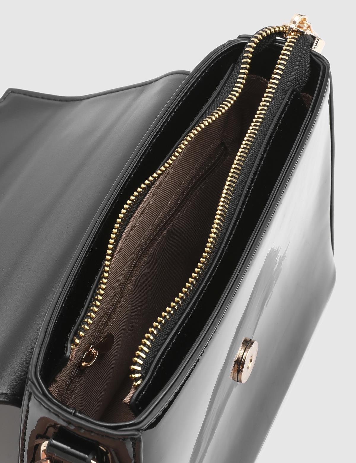 Klein Glossy Black Women's Handbag