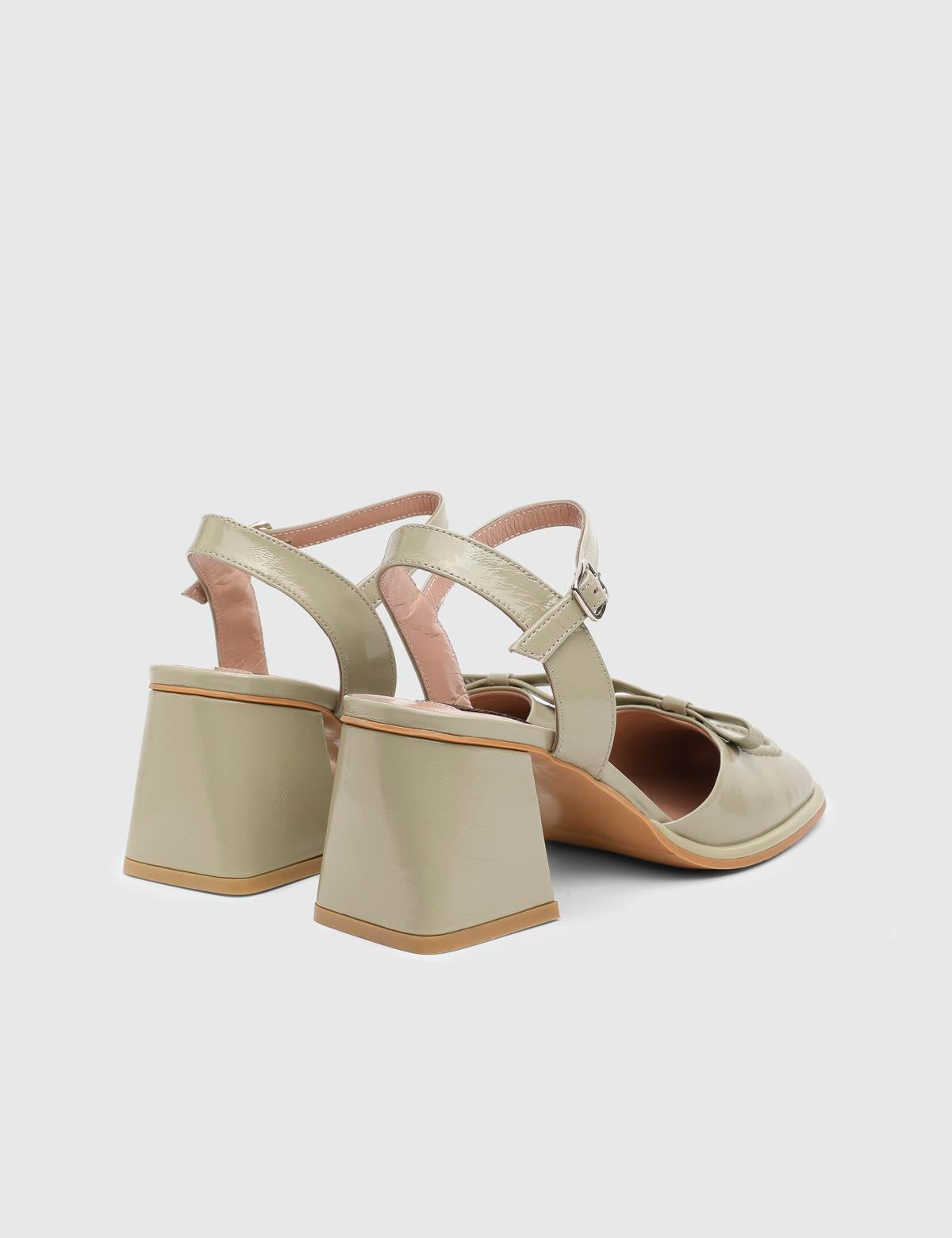 Kler Olive Green Patent Leather Women's Heeled Sandal