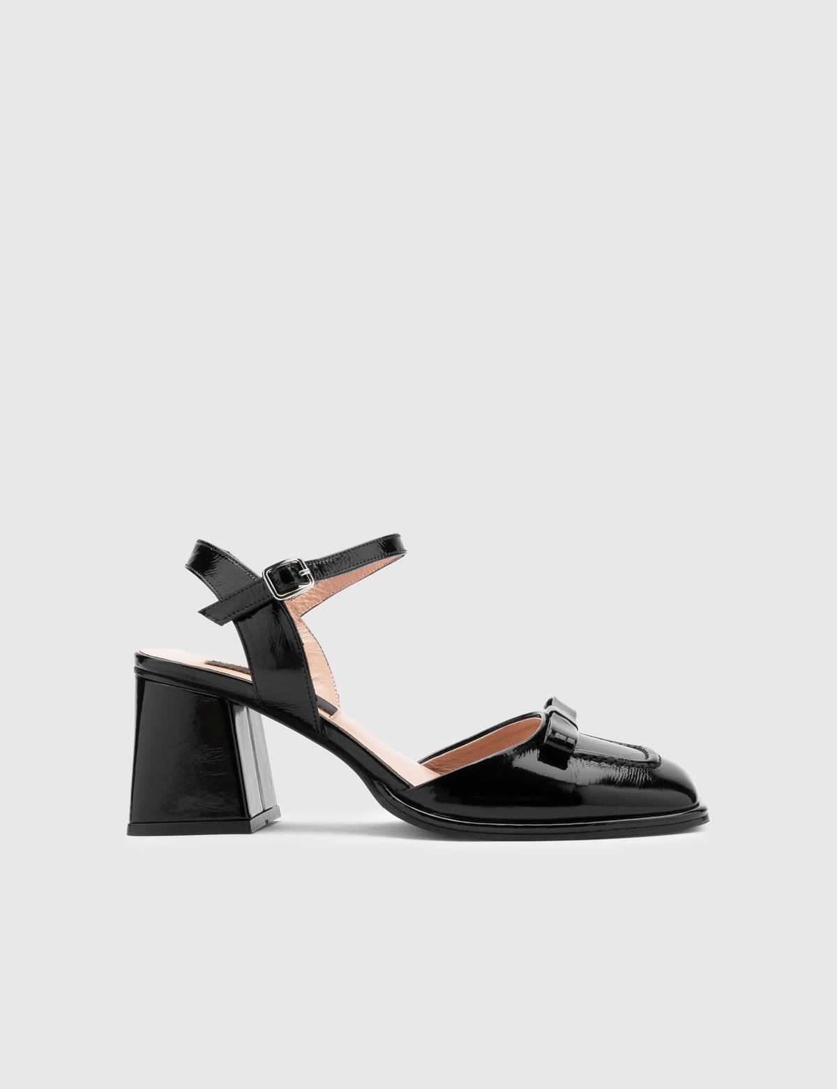 Kler Black Patent Leather Women's Heeled Sandal