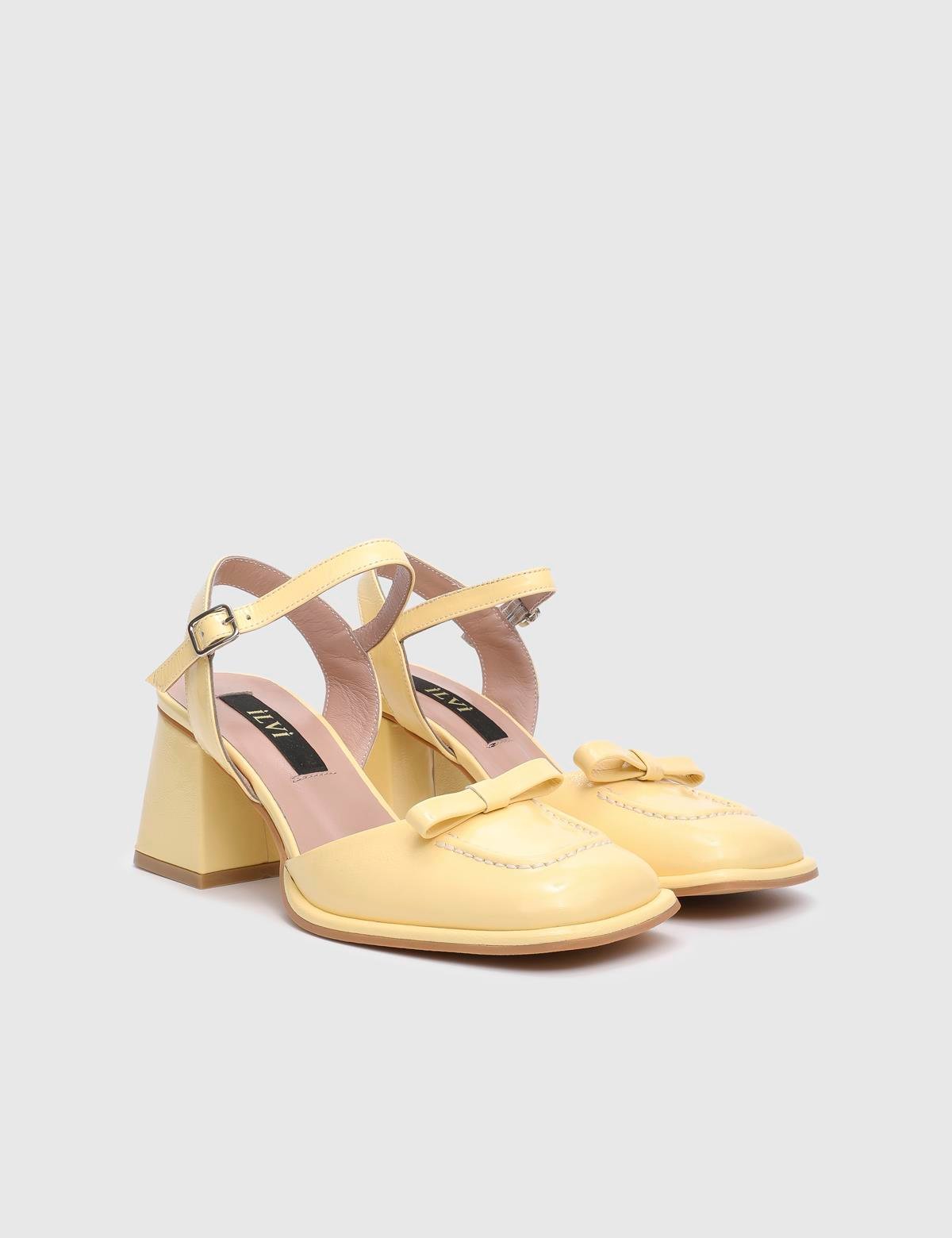 Kler Yellow Patent Leather Women's Heeled Sandal